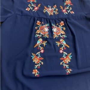 Embroidered Navy Blue Blouse